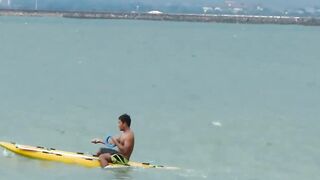 Jimbaran рыбалка на серфборде нестандартные забросы прямо с доски у волны