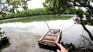 Спиннинг в Китае остров Хайнань береговая рыбалка по морскому хищнику у камней