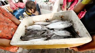 Инспектирую рыбный рынок в Jimbaran Bali свежий улов с ночной морской рыбалки в заливе