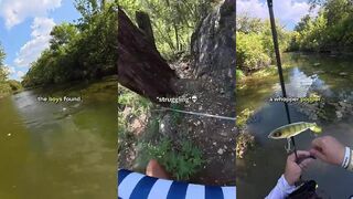 Рыбалка со стрёмного обрыва забросы с высоты и борьба с рыбой у скал