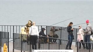 Керчь набережная чуларка на пирсе небольшой но частый улов местных рыбаков