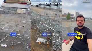 Рыболовные сети в эмирате Sharjah утренний обход улова на берегу Персидского залива