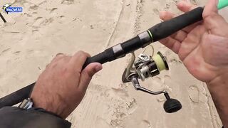 Рыбалка в Катаре inland юг страны песок вокруг и зеркальная заводь с голодной рыбой