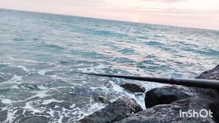 Береговая рыбалка в Катаре песчаный пляж сильный ветер и дальние забросы