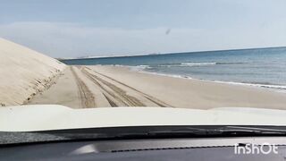 Береговая рыбалка в Катаре песчаный пляж сильный ветер и дальние забросы