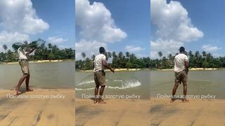 Рыбалка на Шри-Ланке - сможет ли он вытащить свою золотую рыбку из океана