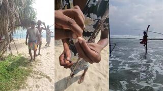 Stilt Fishing традиционный стиль ловли рыбы на сваях у берега Шри-Ланки