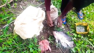 Удивительная ловля крупной tilapia на крючок в речных зарослях Sri Lanka