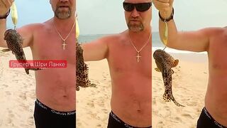 Морская рыбалка на Шри-Ланке с берега Индийского океана в районе курортов