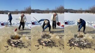 Рыбалка в Пекине городской водоём на фоне высоток и упорные местные рыболовы