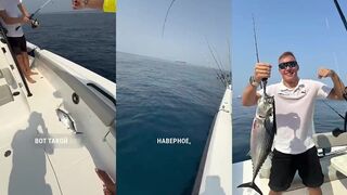 Морская рыбалка в Фуджейре охота на тунца у скалистого побережья ОАЭ