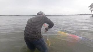 Крупная рыба рвёт сети озёрная рыбалка на Шри-Ланке охота за ctala и rohu