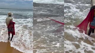 Старик и море прогулка по Hikkaduwa и тихая прибрежная рыбалка на Шри-Ланке