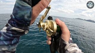 Diamond trevally рвёт снасть - джиг с тайской лодки у побережья Khao Lak Thailand