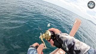 Diamond trevally рвёт снасть - джиг с тайской лодки у побережья Khao Lak Thailand