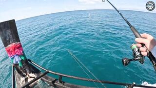 GT и queenfish атакуют приманки целый день морской рыбалки у побережья Khao Lak Thailand