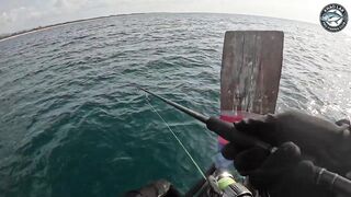 Большая queenfish на поппер - выматывает шнур в ноль у побережья Khao Lak Thailand