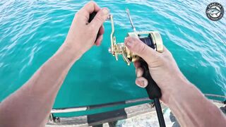 Безумный лайт крупная queenfish на джиг морская рыбалка на побережье Khao Lak в Таиланде