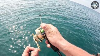 Безумный лайт крупная queenfish на джиг морская рыбалка на побережье Khao Lak в Таиланде