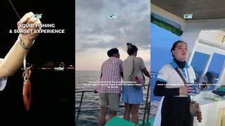 Закат на Фукуоке и ночная охота на кальмара морская рыбалка на острове Фукуок во Вьетнаме