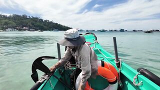 Остров Фукуок жизнь на острове, рыбацкие лодки полные уловы и рыба сушится на солнце