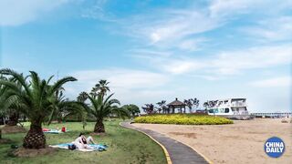 На борту G8388 в Jinshanzui последняя рыбацкая деревня Shanghai (Шанхай)