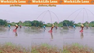 Старинная традиция ловли во Vietnam на реках и в эстуариях как это делали веками