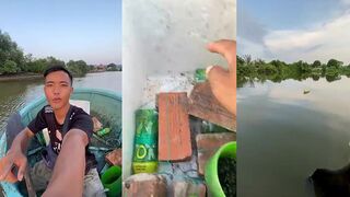 Ловля рыбы только с камнем. Видел такое вообще? #shorts