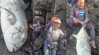 33 кг black GT на Bukit Asah. Это морская рыбалка на Bali / Бали с камней