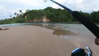 морская рыбалка на Weligama beach Sri Lanka много видов с одного тропического берега