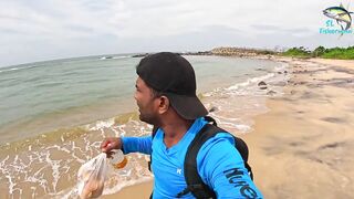 Морская рыбалка в Шри-Ланке с бамбуковой удочкой, трофейная рыба и старая школа