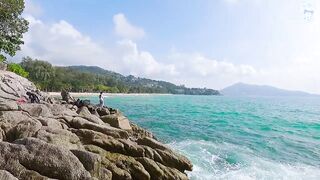 Вечерняя ловля на спиннинг на пляже Surin, Phuket - прибрежная рыба под закат