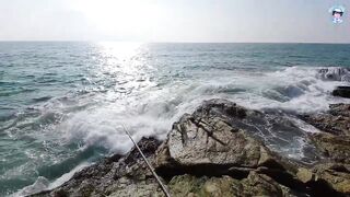 Вечерняя ловля на спиннинг на пляже Surin, Phuket - прибрежная рыба под закат