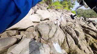 Вечерняя ловля на спиннинг на пляже Surin, Phuket - прибрежная рыба под закат