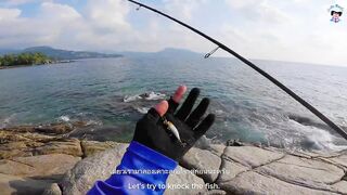 ชายฝั่ง ภูเก็ต вечером - рыбалка на Phuket / Пхукет с берега под закат