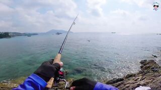 ชายฝั่ง ภูเก็ต вечером - рыбалка на Phuket / Пхукет с берега под закат