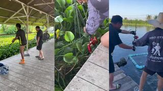 Трофейный snakehead на платном водоёме Bung Samran в Таиланде