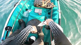 Dubai UAE - морская рыбалка с каяка ультралайт джиг по kingfish и GT