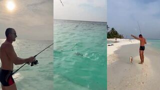 Maldives sunset fishing: красивый закат и крупный snapper на крючке