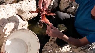 Семейная донная ловля на скалах в Турции и жарка свежего Gara Tavı прямо у моря