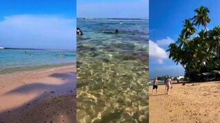 Hikkaduwa Хиккадува пляж без волн и рыбки у берега где купаться