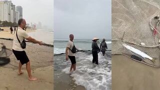 Da Nang (Дананг) ловля у берега на закате что работает на волне