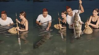 Spear fishing!Ang amo!Grouper fish❤‍