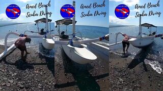 Amed (Амед) Bali спуск местной лодки на воду и будни рыбацкого утра