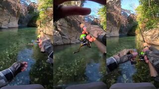 Горная река в Turkey холодная вода и ловля на течении