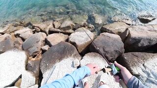 Морская рыбалка в Pattaya - твичинг с берега по прибойной волне