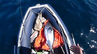 Голубой тунец с малой моторки - рыбалка на Сахалине