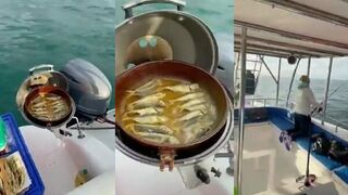 После морской рыбалки в Кудепсте улов сразу идет на сковороду