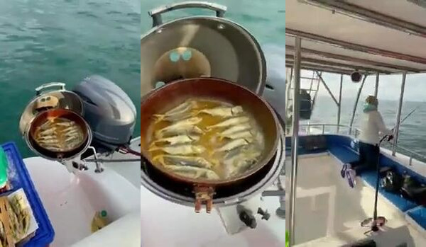 После морской рыбалки в Кудепсте улов сразу идет на сковороду