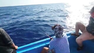 Под Фанрангом на джиге держат тяжёлого амберджека